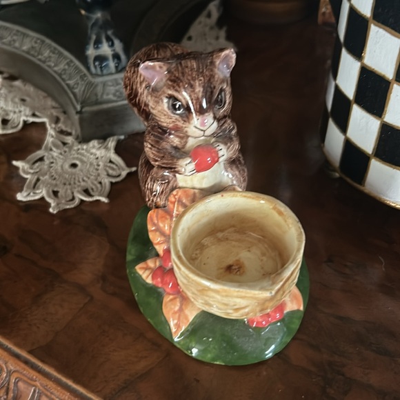 Vintage Ceramic Squirrel Candle Holder Figurine - Picture 2 of 5